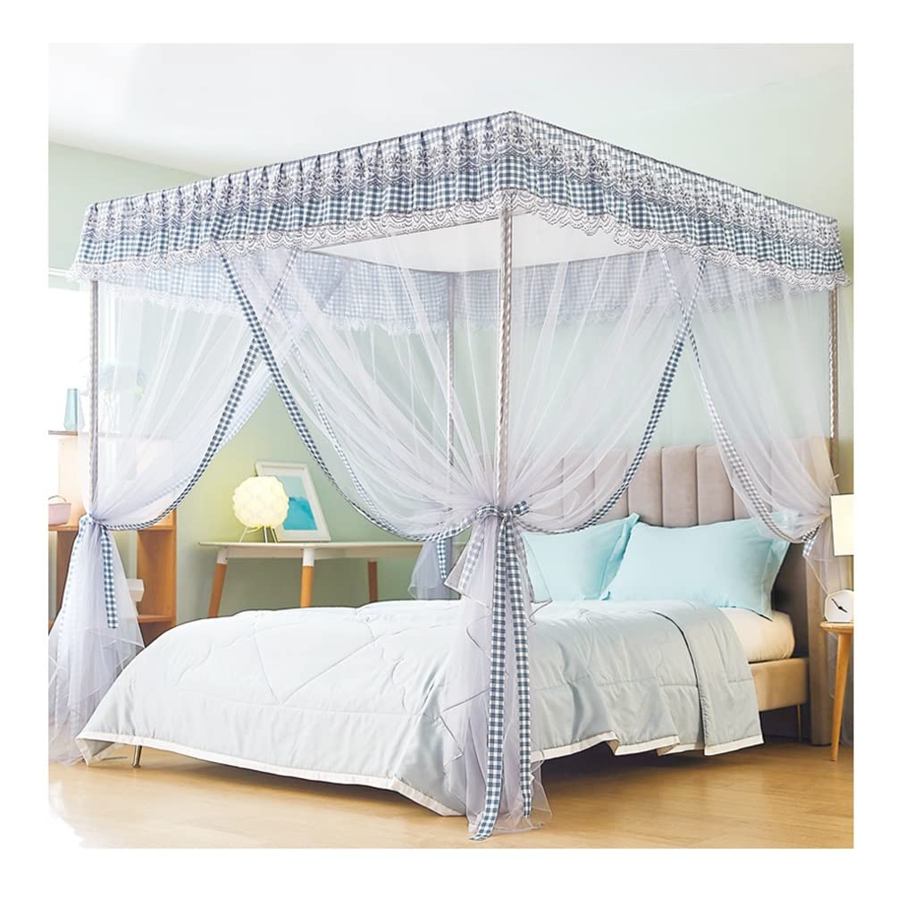 Cuna de la Cama de la Cama de Verano Mosquito Juego de Soporte de Soporte de la Red, Cortina de la Cama de Encaje romántica Alta de 2.1M, Regalo de cumpleaños para niña para Adultos (Tamaño: