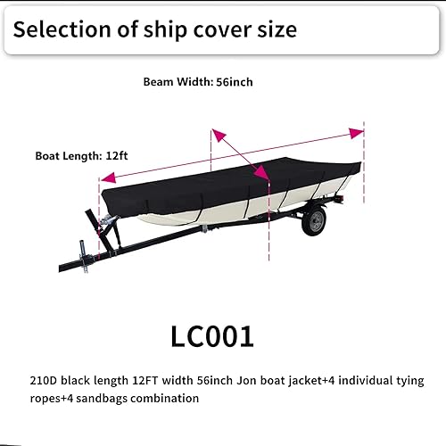 Miniatura 2 de Jon Boat - Funda impermeable de 12 pies para barco, versión mejorada con accesorios de fijación adicionales, resistente a los arañazos, protección