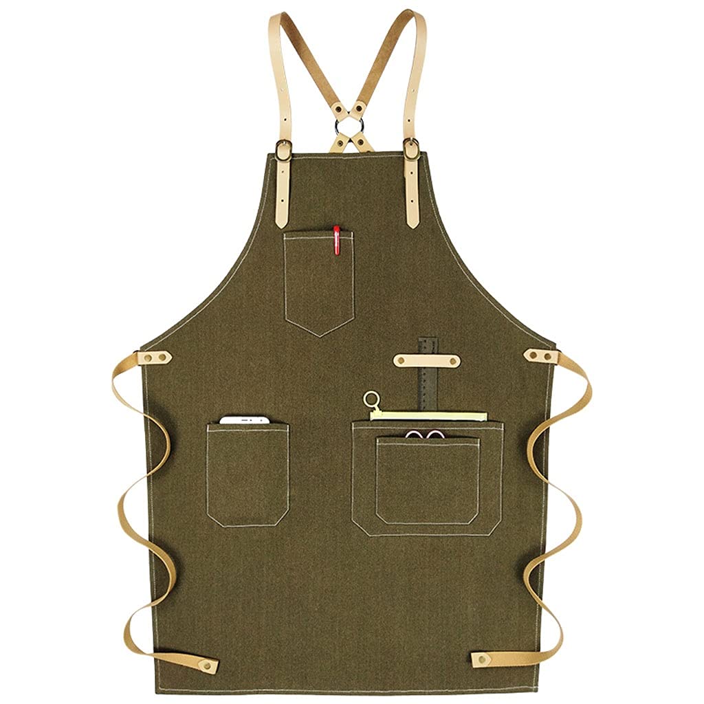 Delantales Chef Delantal, Herramienta de algodón Delantales con Bolsillos, Planta de Trabajo Herramienta Durable Delantales Delantales Camarero Barmer Barista Regalo Sorpresa