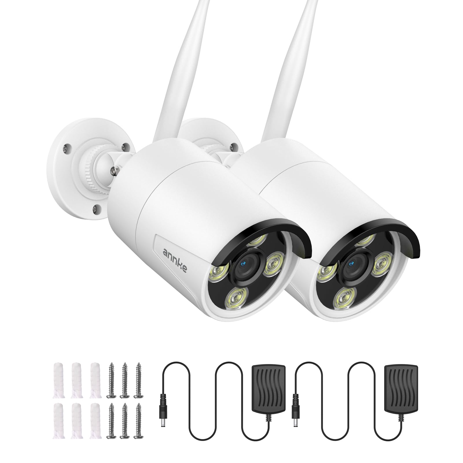 ANNKE WiFi Caméra de Sécurité 3MP Super HD 2 Caméras Bullet sans Fil