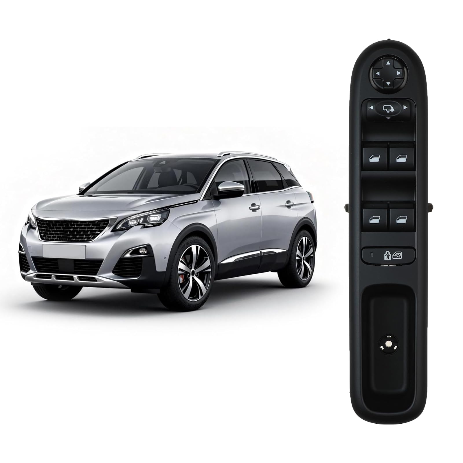 Commande de la vitre avant gauche | (avec fonction de rabattement des rétroviseurs) Pour Peugeot 3008(2009-2015), 5008 (2009-2016). 96650621ZD.