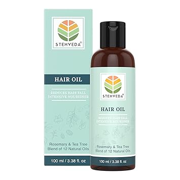 STEMVEDA Hair Oil For Hair Fall Control & Intense Nourishment | Suitable For All Hair Types & Treated Hair | Blend Of 12 Oils Enriched With Vitamin E, Rosemary, Tea Tree & Lavender Oil (100 ml)