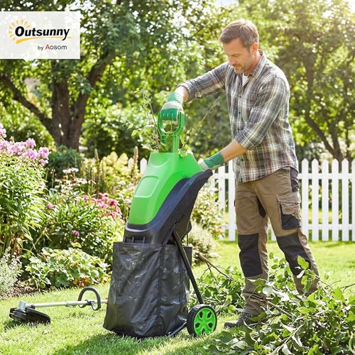 Broyeur de végétaux électrique Outsunny 2500W avec bac 45L