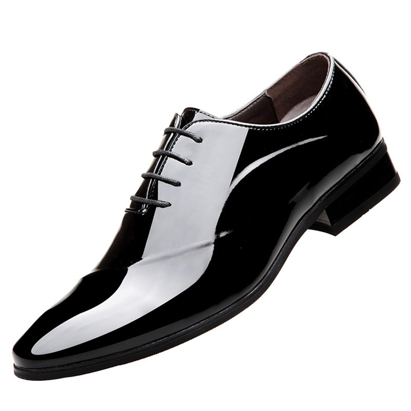 Generisch Herren Anzugschuhe Modern Lederschuhe Business Schnürschuhe | Oxford Derby Schuhe Leder Lackschuhe Hochzeit Business Lederschuhe, glänzende Schnürschuhe mit stabiler
