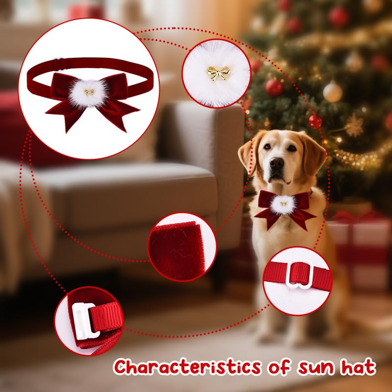 Lazos navideños para perros y pajaritas de collar para mascotas rojas 4