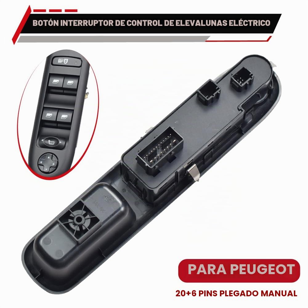 96650620ZD Interruptor del elevalunas delantero izquierdo para Peugeot 3008 5008 Wagon 2009-2016 96650621ZD (96650620ZD-Plegado manual)