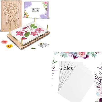 Suziko Large Flower Press Kit for Adults, 10.8 x 6.9 inch Flower Preservation Kit, Arts and Crafts, Leaf Press, Great Gift for Lovers Rose with 6 Layers Blotting Paper