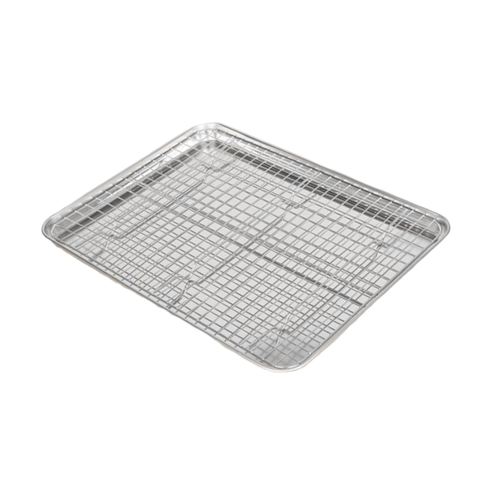 Backblech mit Rost Aus Edelstahl für Einfache Reinigung Multifunktional Als Keksblech Abtropfschale für Restaurant Haushalt Buffet, 40.5 cm X 30.5 cm X