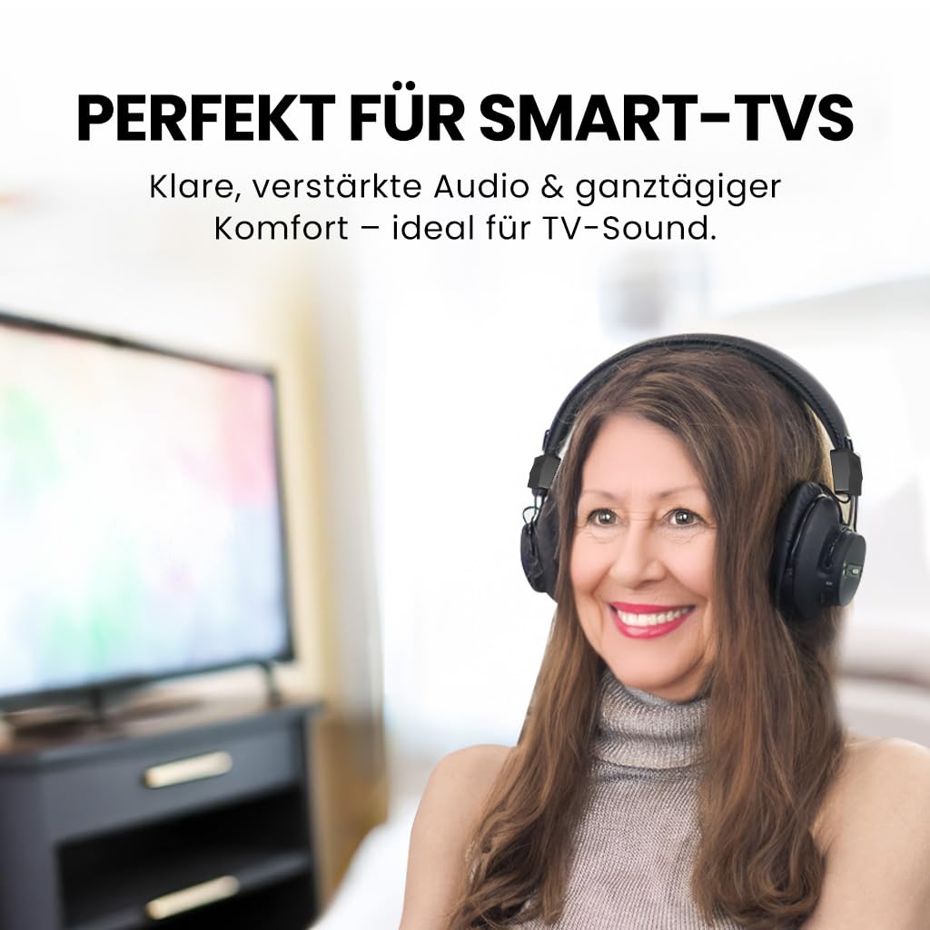 Avantree Audition 3 – Bluetooth-Kopfhörer Over-Ear und kabelloser Ladestation, 50 Stunden Akkulaufzeit, aptX-Adaptive, klare Stimme, kompatibel mit Bluetooth-Fernsehern