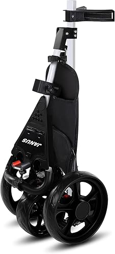 Miniatura 4 de JANUS Carrito de golf, carrito de empuje de golf plegable, carrito de bolsa de golf, carrito de extracción de golf con freno de pie y soporte para