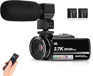 Sunscien Camcorder Video Camera with 2.7K WiFi HD HDMI Cable Vlogging Camera Night Vision Digital Recorder with Microphone Remote Control & 32GB SD Card Vlog Blogging Video Camera for YouTube