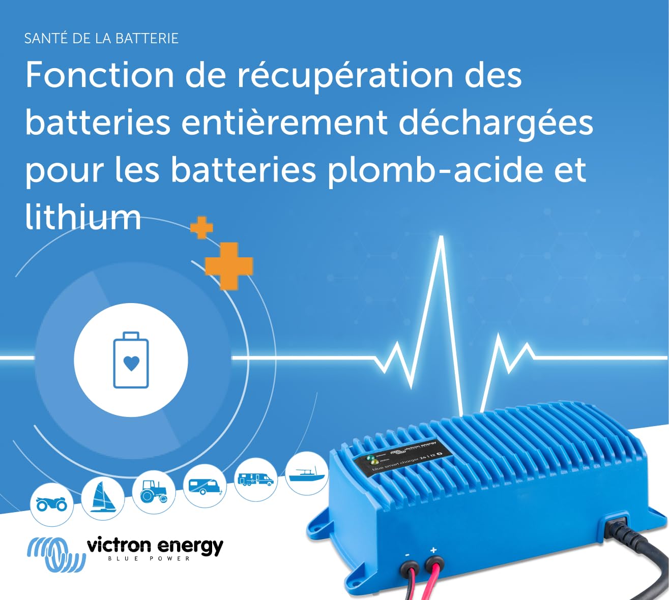Victron Energy Blue Smart IP67 24-Volts 12 ampères 230V Chargeur de Batterie, Bluetooth (CEE 7/7)