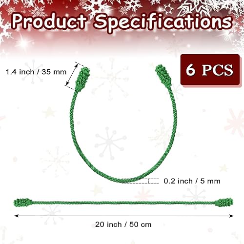 Miniatura 6 de Guirnalda de Navidad, lazos decorativos de 20 pulgadas, extendidos para guirnaldas, barandillas de Navidad, decoración de vacaciones, reutilizables