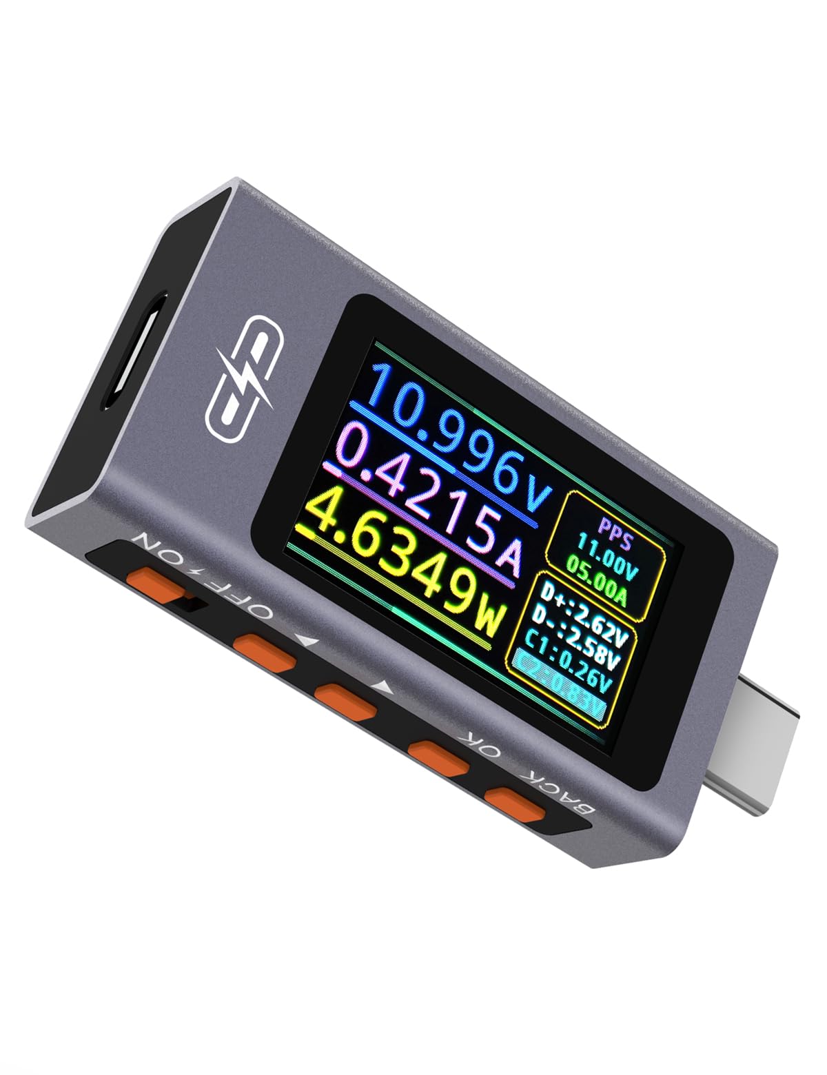 UT01C USB Tester, 3.3-30V 0-12A USB C Cable Tester, Voltage Current Power Tester Multimeter, Fast Charging Protocol Detection Ripple Measurement, PD2.0/PD3.1, QC2.0/QC3.0/QC4.0 (Purple)-image-27
