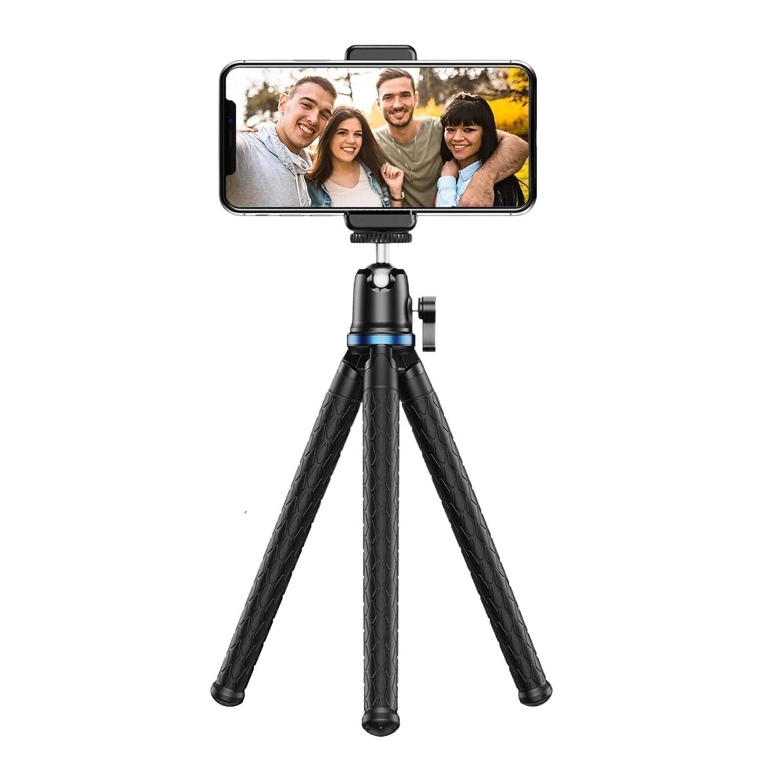 Clip porta telefono treppiede flessibile Octopus JJ10 | Girevole a 360 gradi, supporta smartphone, reflex, dispositivi con fotocamera DSLR(Tripod with remote)