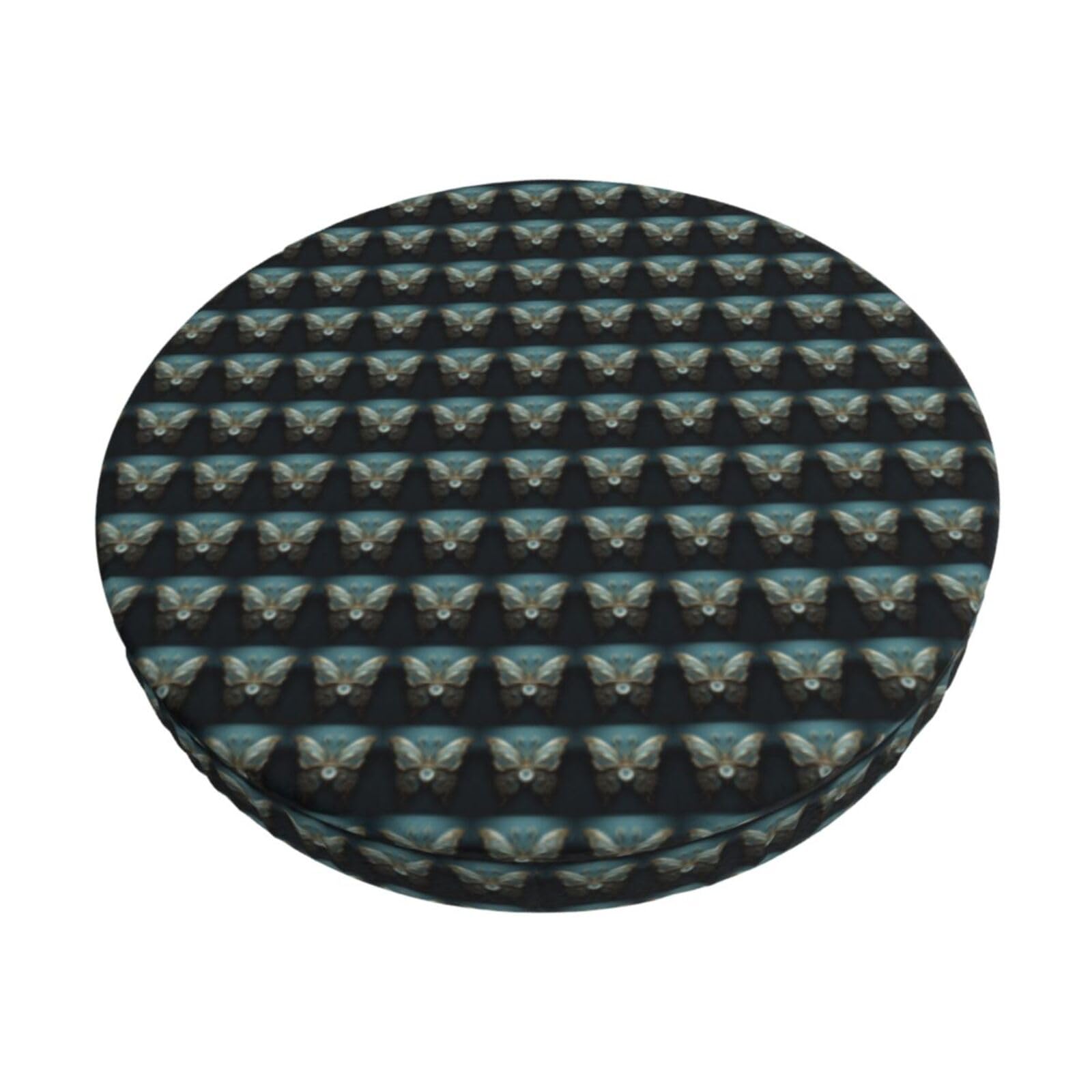 FBGHHTY Clock Butterfly Print Round Bar Chair Cushion Cover Washable Circular Seat Protector Dining Room Kitchen
