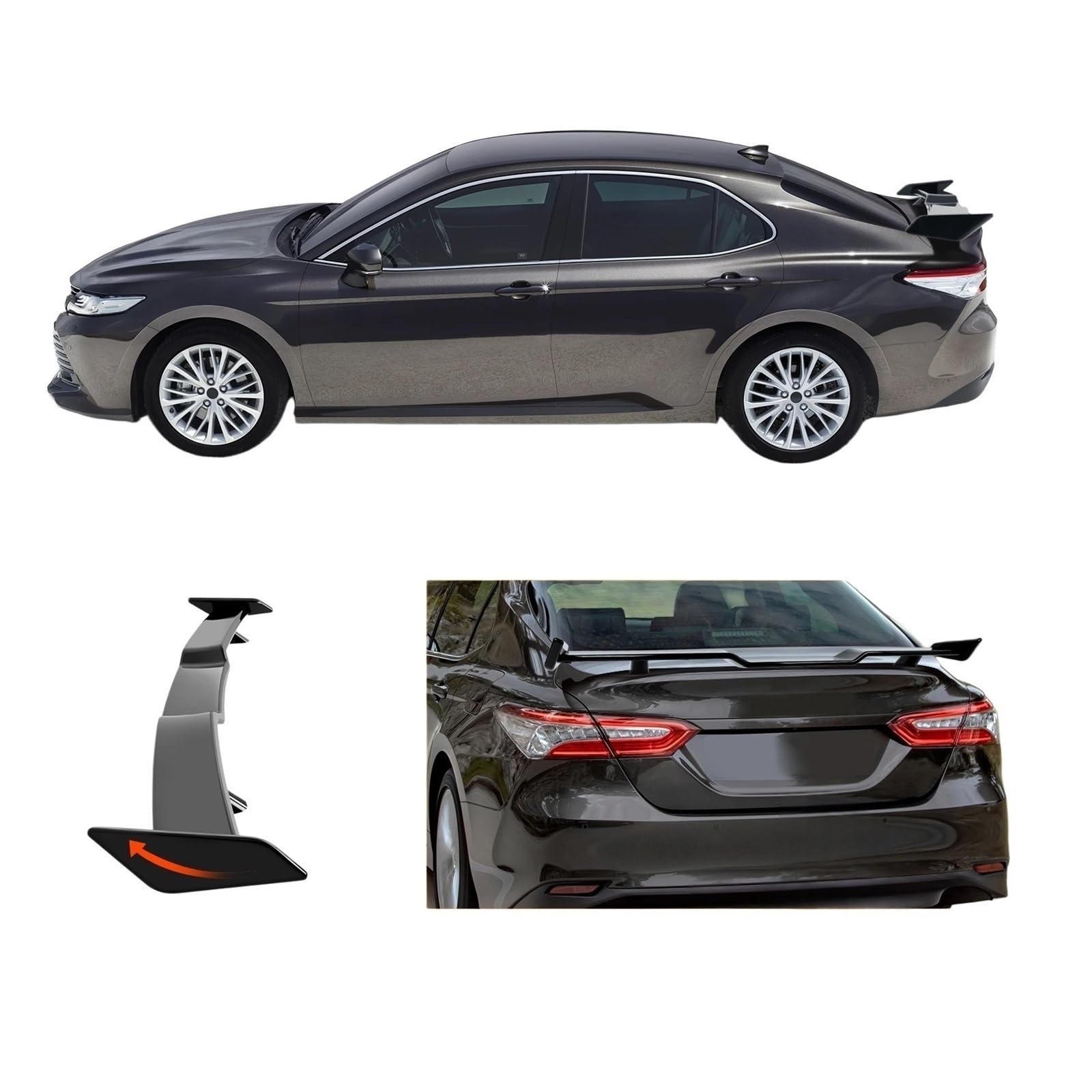 JDM TRD Style Highkick spoiler bagażnika skrzydło tylnej klapy Body Kit akcesoria kompatybilne z Toyota Camry 2018 19 2020 2021 2022 2023(Black)