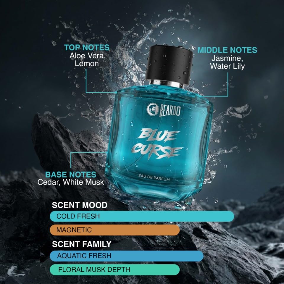 Image of BEARDO Blue Curse Perfume for Men,100ml | Long Lasting Fragrance | Eau De Parfum for Man | Bold & Irresistible Fragrance | Premium Perfume | Perfume for Man | Gift for Men | Gift for boyfriend