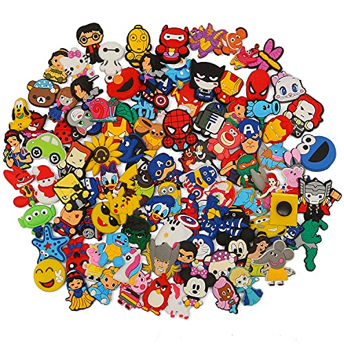 BEUTEESER 100pcs PVC Different Shoe Charms for Shoe and Wristband Bracelet Decoration, for Halloween, Easter, Christmas, Birthday,Party Gifts