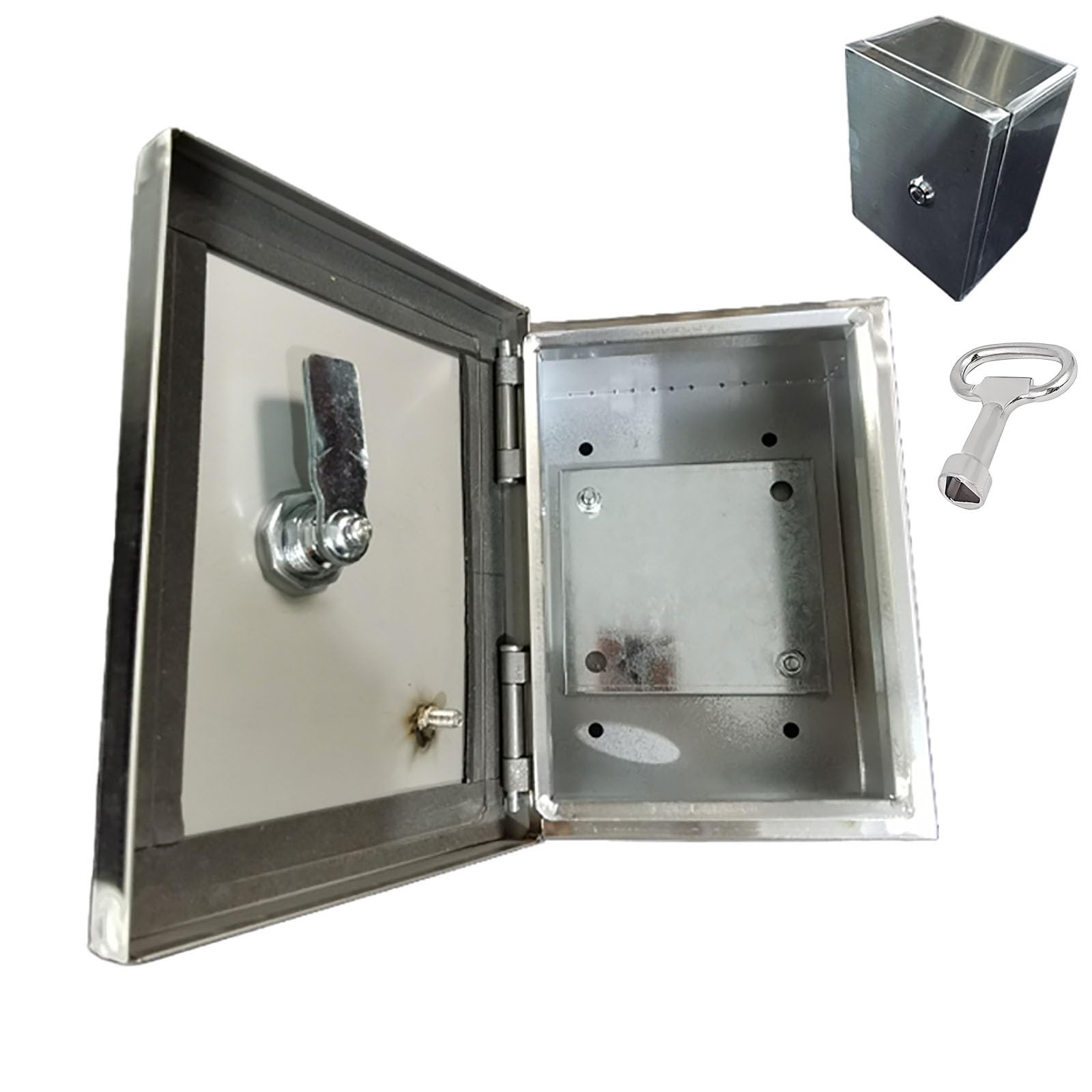 Caja Conexiones Exterior Pequeña, Caja Estanca Exterior Electrica con Cerradura y Placa de Montaje, Instalación en Superficie