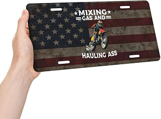 Mixing Gas and Hauling Ass Metal Automotive License Plate Funny for Decoration Accessory Tag 6 X 12 Inch