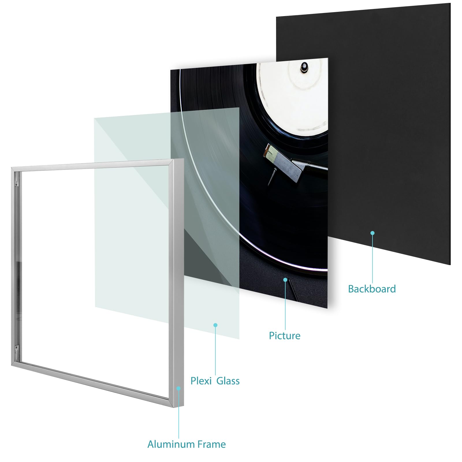 Golden State Art, 12.5x12.5 Square Aluminum Vinyl Record Album Golden State Art, 12.5x12.5 Square Aluminum Vinyl Record Album