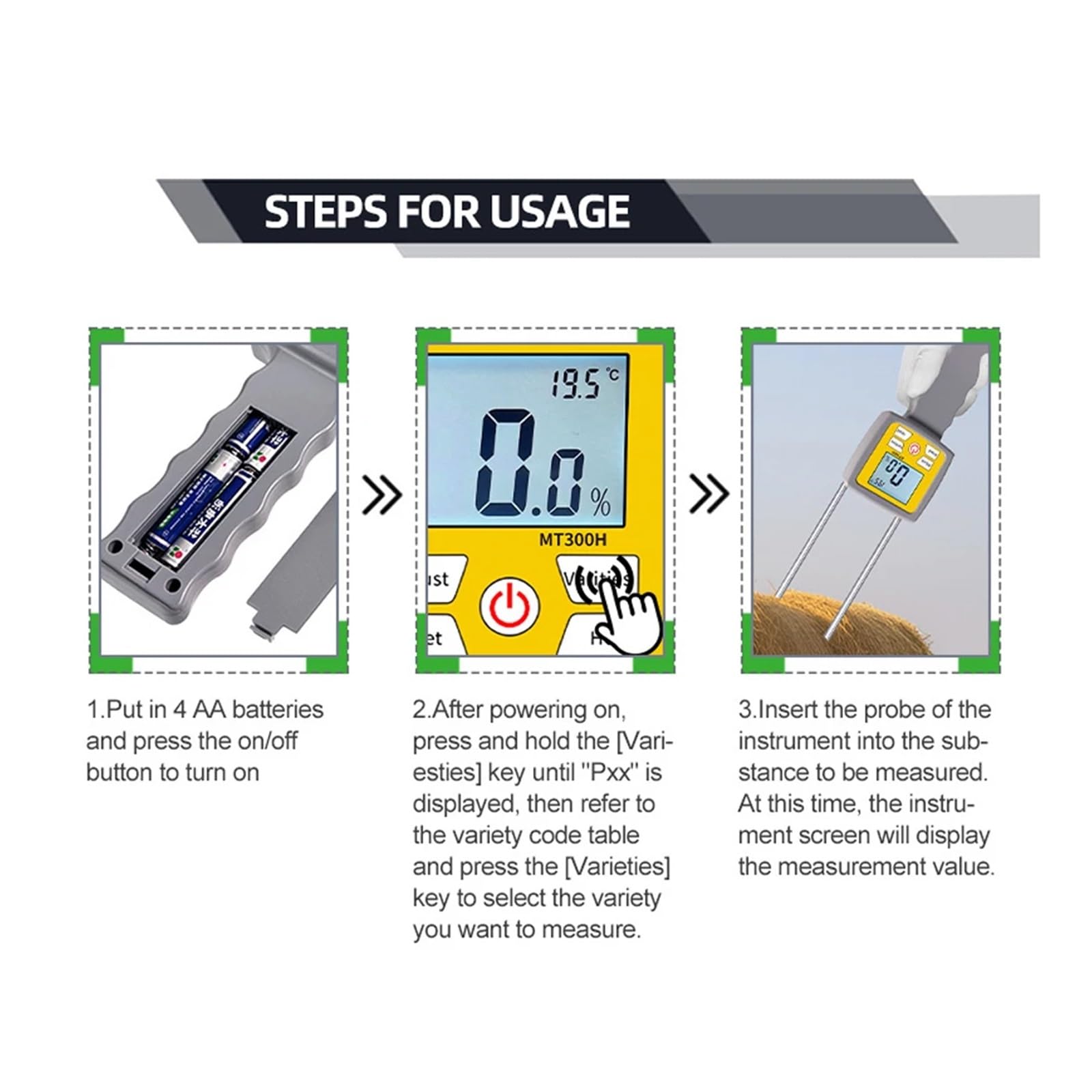 Misuratore di umidità per fieno, display digitale LCD, tester di umidità per paglia, pascolo e grano, rilevatore di umidità, ideale per uso agricolo e agricolo