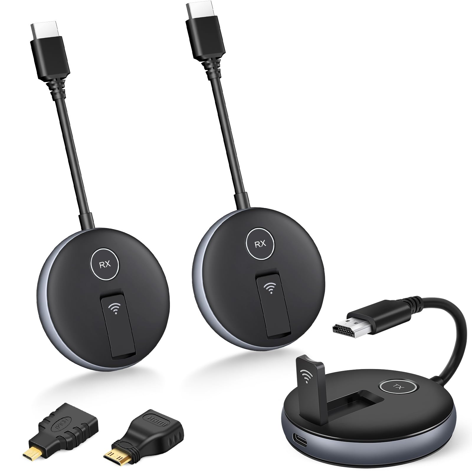 YAOMAISI Wireless hdmi transmitter and receiver,Wireless hdmi extend kit （1 transmitter and 2 receivers）,Take Laptop,Cable Boxes,Cameras to Project Screens to televisions or projectors