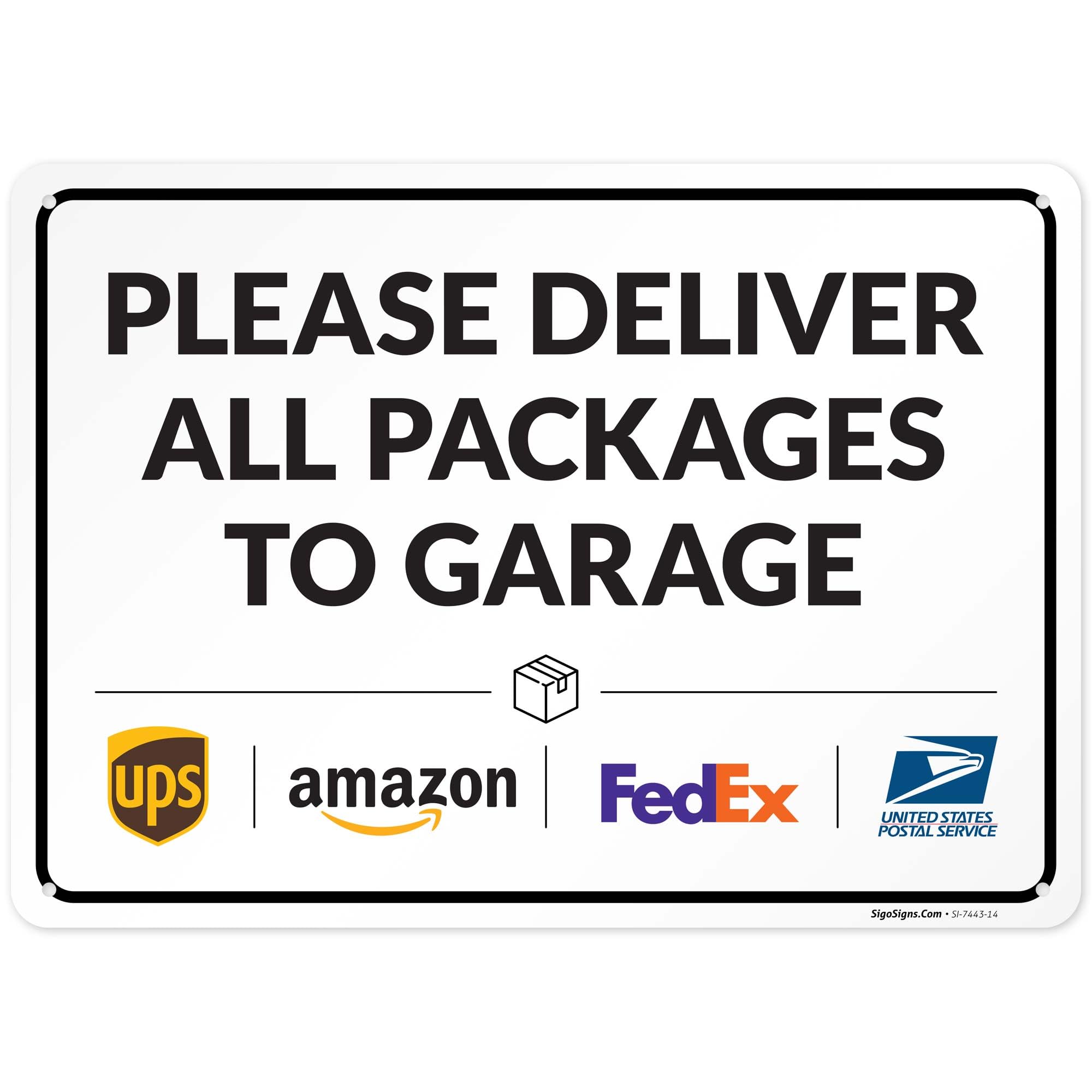 Please Delivery Sign, Delivery Instructions Deliver All Please Garage Porch Sign, 12" x 8" Inches, Rust Free .Aluminum, Fade Resistant, Made in USA