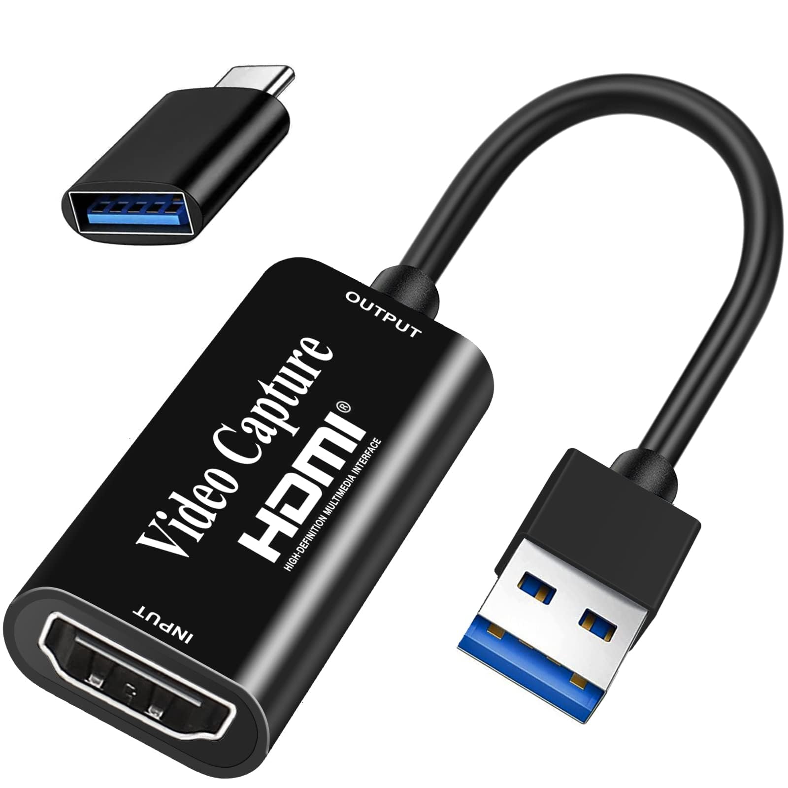 Carte de Capture vidéo, Fulfalic 4K HDMI vers USB, Carte de Capture Full HD 1080p, Capture de Jeu vidéo HDMI pour éditer vidéo/Jeu/Streaming/Cours en Ligne (Noir)