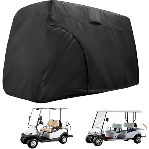 Jungda Golf Cart Covers 2/4/6 Passenger,420D Waterproof Golf Cart Rain Cover for Most Brand Golf Cart,All-Season Protective Golf Cart Accessories