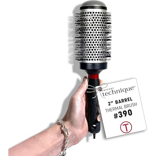 Cricket Technique Thermal Hair Brush #390 2” for Curling, and Styling – Heat-Retaining Barrel with Anti-Static Tourmaline Bristles, Round Thermal Brush, Ideal for All Hair Types
