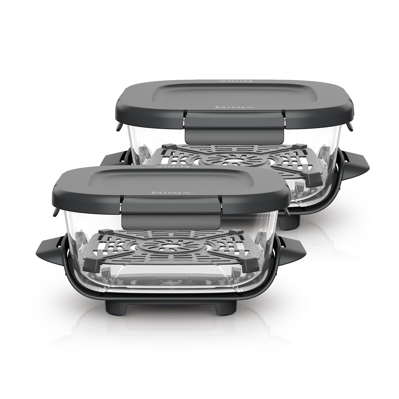 Ninja CRISPi 2 boites en verre sous vide TempWare plats 1,​4 L avec couvercles à pression, bols de friteuse sans huile pour préparer, cuire et stocker, couvercles sans bisphénol A XSKLIDPLT2EUUK