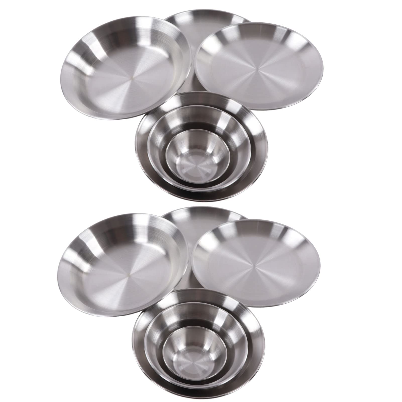 Azusumi 12 Piece Camping Tableware Set Stainless Steel Camping Plates Bowls Set with Storage Bag Outdoor Hiking Camping