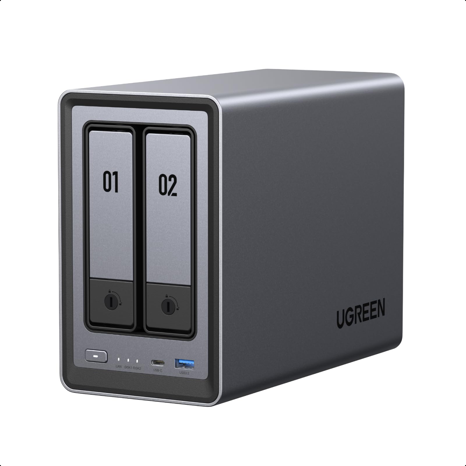 UGREEN NASync DXP2800 2-Bay Desktop-NAS Intel N100 Quad Core 8GB DDR5 RAM 2.5GbE Ethernet M.2 NVMe HDMI 4K Netzwerkspeicher