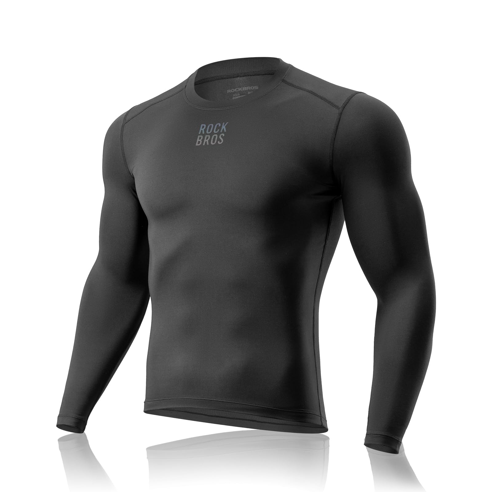 ROCKBROS sous Vêtements Thermique Homme pour Sport, Maillots d’Hiver Cyclisme Chaud à Manches Longues Chauffants Élastique, Noir