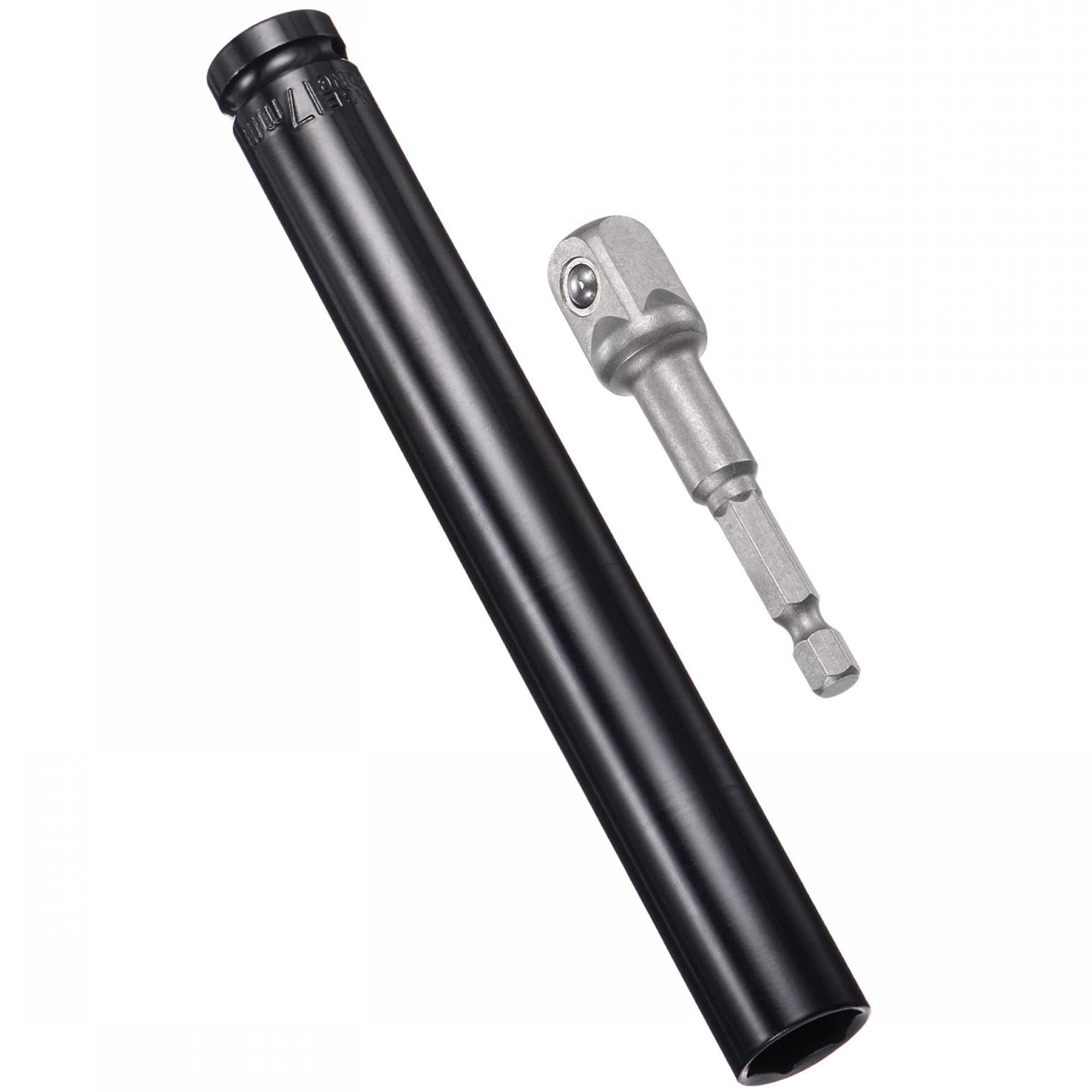 TA-VIGOR 1/2" Drive Socket Accessory Set, 17mm 6-Point Deep Impact Sockets 8" Length and 1/2" to 1/4" Hex Shank Adapters