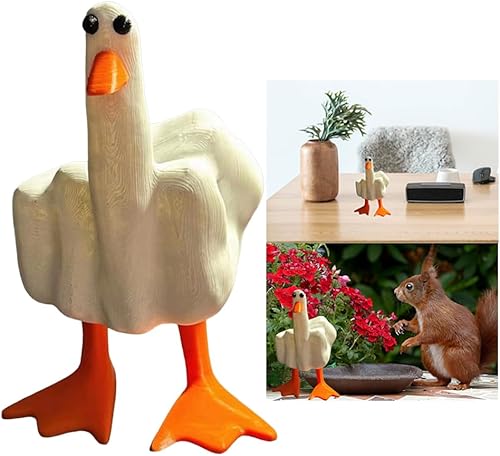 Estatua de figura de pato de dedo medio Divertida decoración de resina de pato Decoración divertida de resina de pato Decoración divertida de