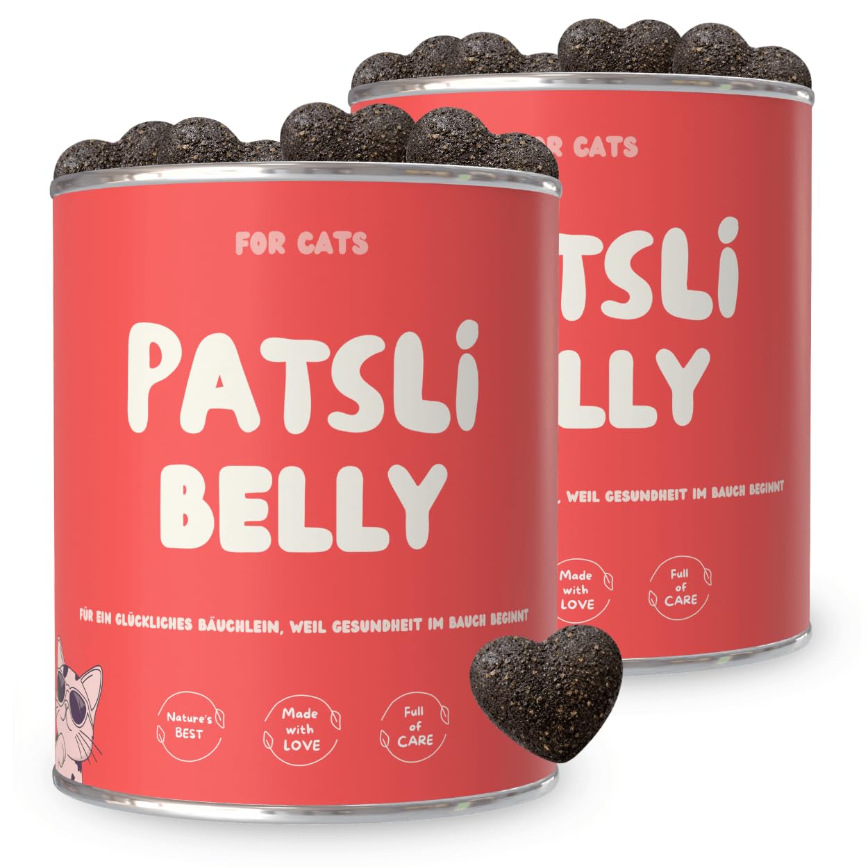 2er Set | 9-in-1 Probiotika für Deine Katze | Unterstützt die Verdauung von Katzen | Ergänzungsfuttermittel für Katzen | Bei Durchfall Katze | Flohsamen & Löwenzahnkraut | Patsli Belly