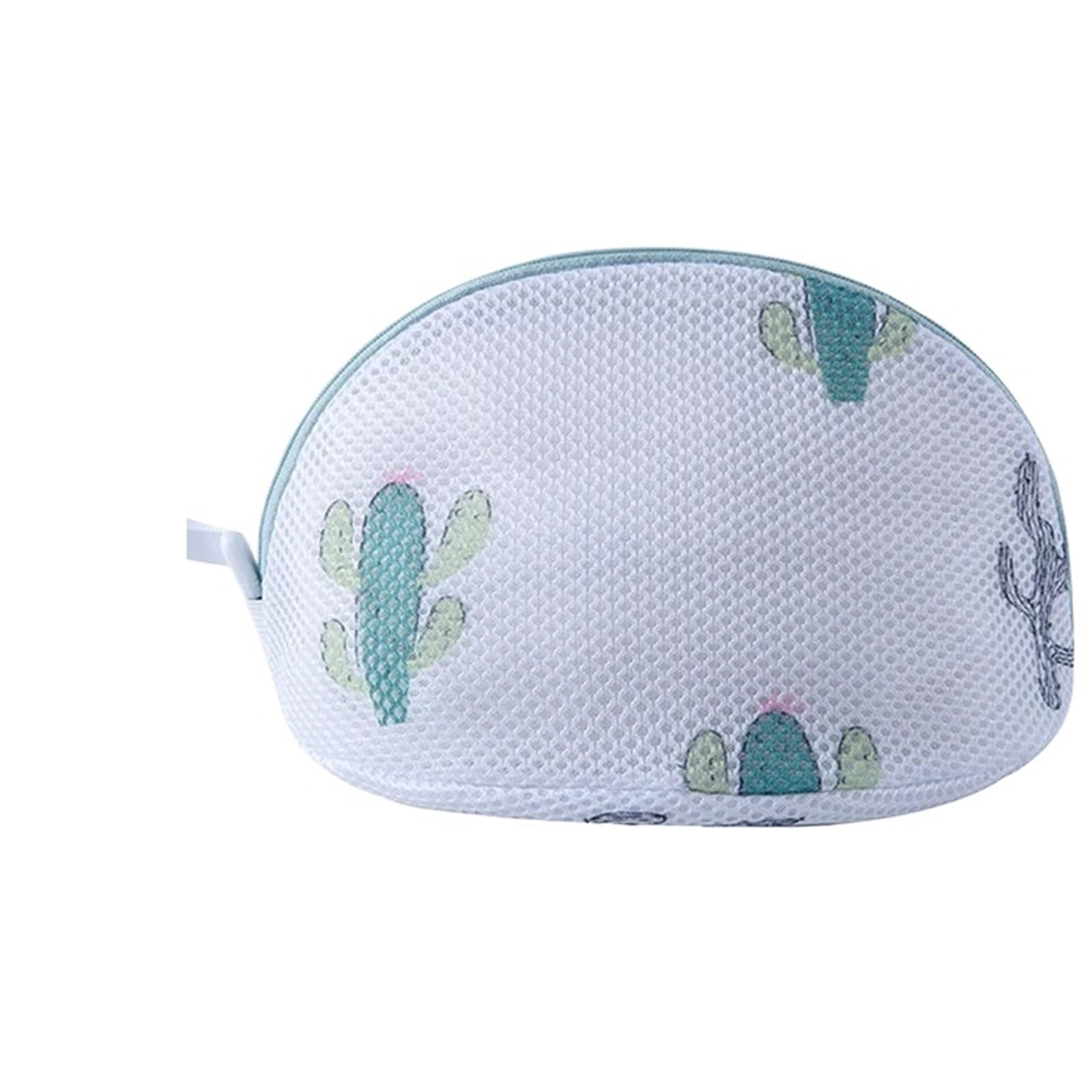 3pcs Cute Print Women's Bra Washing Bags - Thicken Protective Laundry Bag for Bras and Underwear Storage(Blue Leaves Shell)