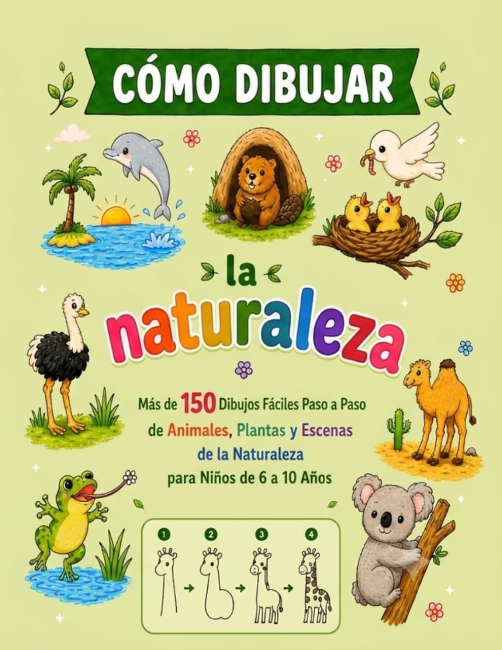 Cómo Dibujar la Naturaleza: Más de 150 Dibujos Fáciles Paso a Paso de Animales, Plantas y Escenas de la Naturaleza para Niños de 6 a 10 Años