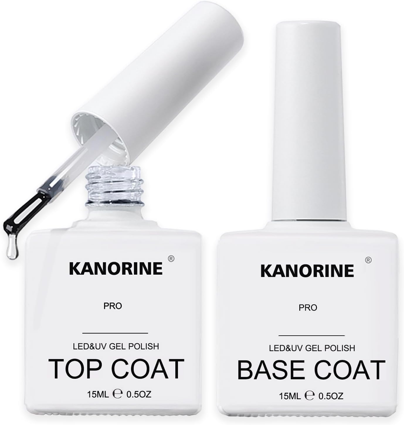 Kanorine Base et Top Coat vernis semi permanent,No Wipe Top Coat et Base Coat Gel UV Set,Vernis
