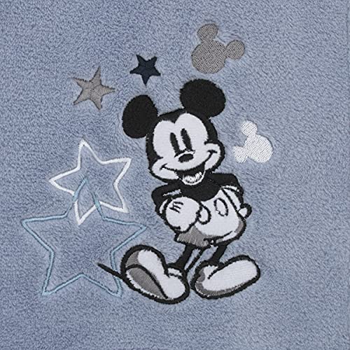 Image of Disney Mickey Mouse - Timeless Mickey Baby Blue Super Soft Coral Fleece Baby Star Blanket, Light Blue, Black, White (Pack of 2)