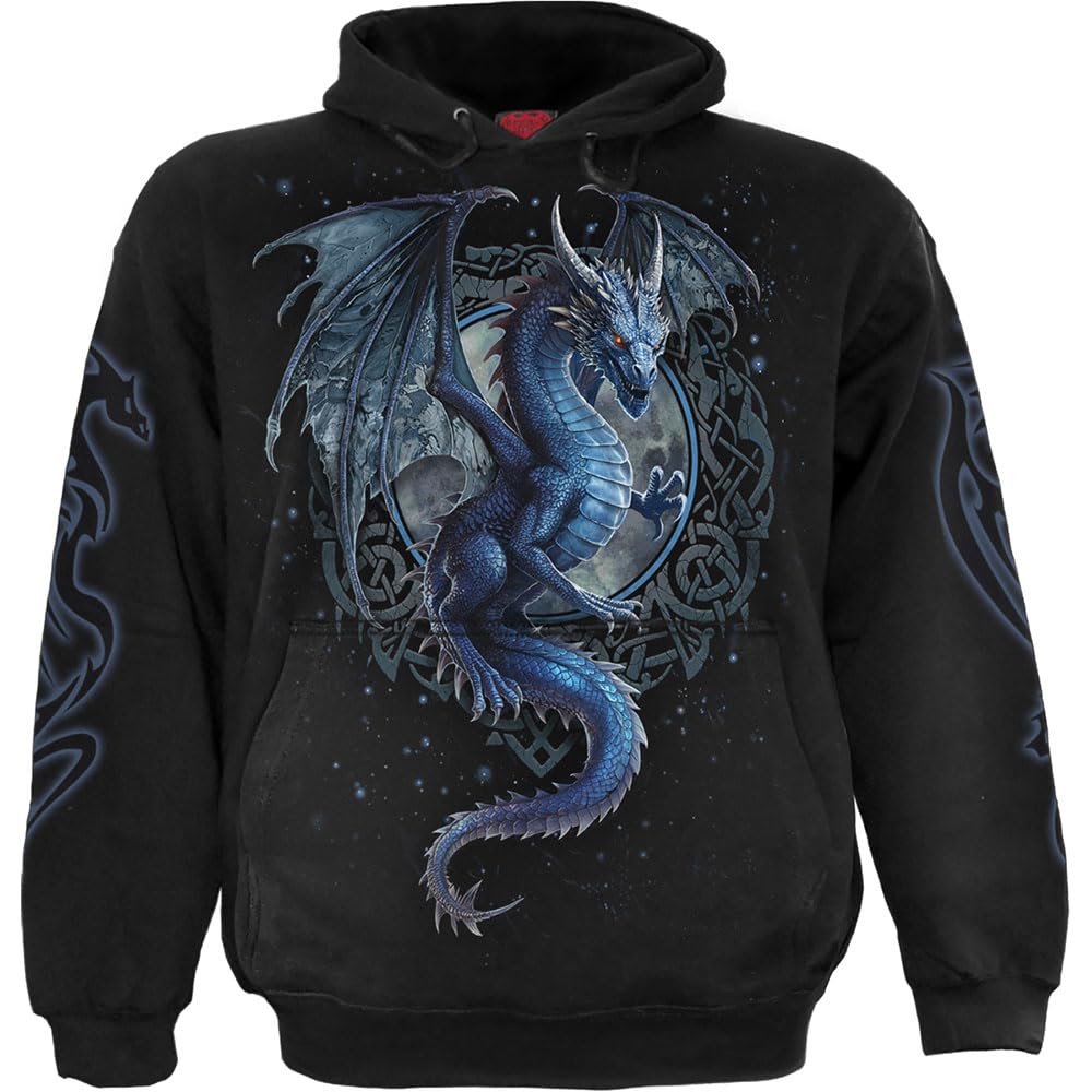 Spiral Designs Men's Black Spiral - Storm Dragon - Hoody Xxl