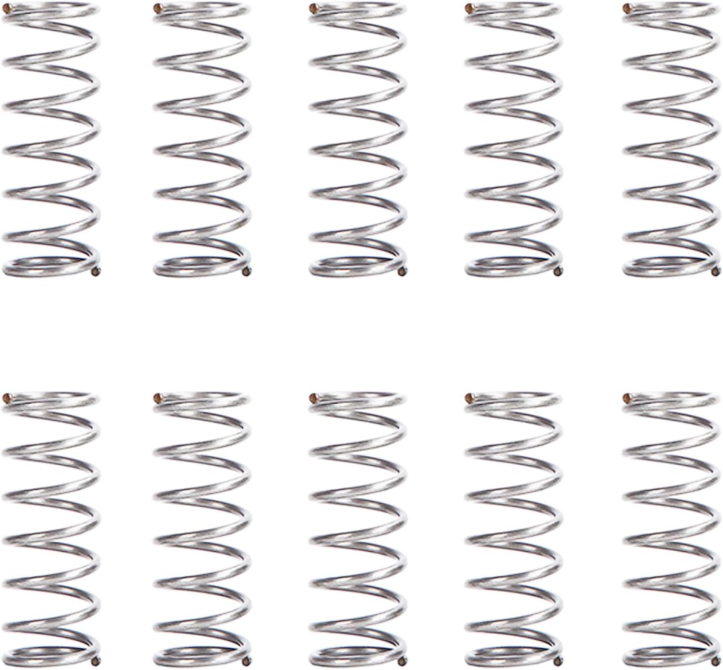 10 Pcs Stainless Steel Compression Springs, Wire Diameter 0.8mm, 10mm OD, 25mm Length
