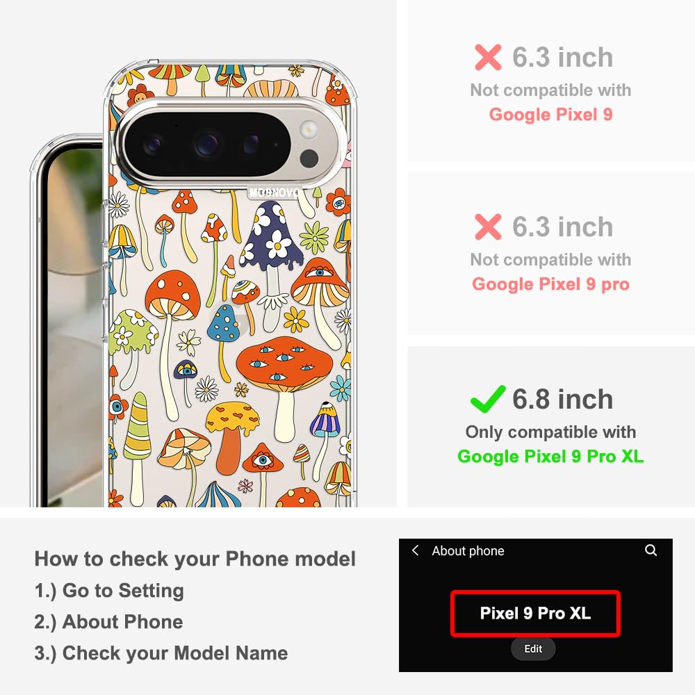 MOSNOVO Case for Google Pixel 10 & Pixel 10 Pro, [Buffertech 6.6ft Military-Grade Drop Protection] [Anti Peel Off Tech] Clear TPU Bumper Phone Case Cover Design - Cute Cherry — view 646