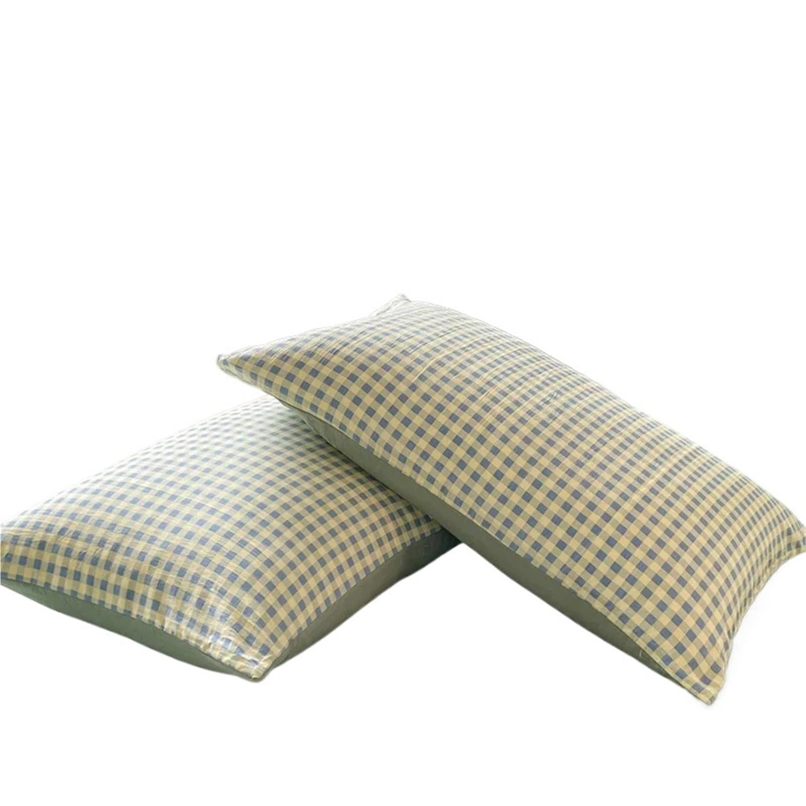 Pillowcase 2pcs Soft Pillowcases Rectangle Pillow Cover Plaid Style Pillowslip 48x74cm Cushion Covers Home Bed Case(Pudding green)