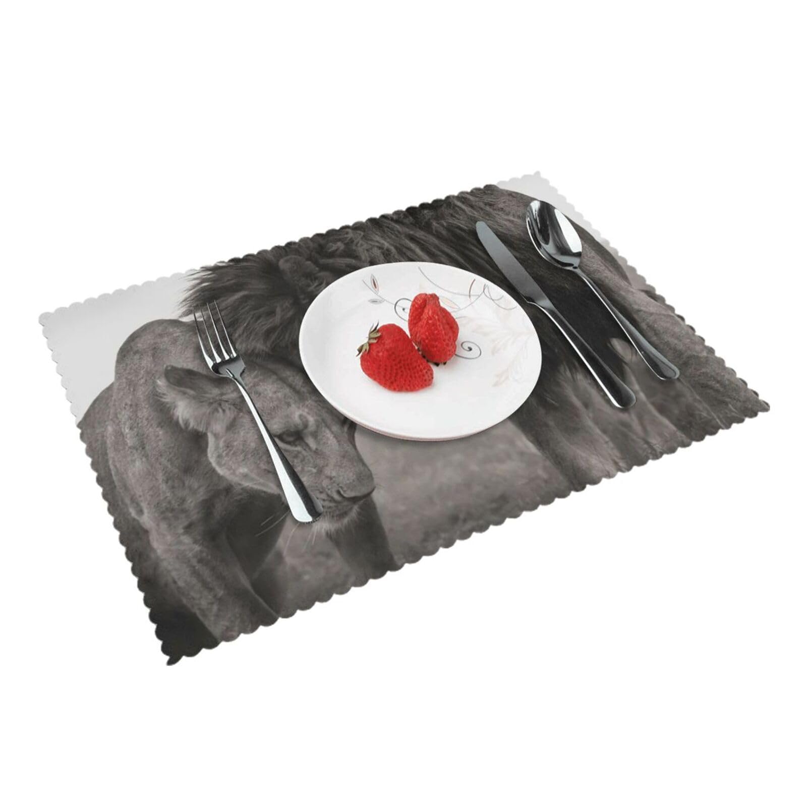 Bnvsadc Lion And Lioness 4 Pcs Heat Resistant Placemat 45X30 Cm, Printed Non-Slip Place Mats For Kitchen Dining Table Indoor Outdoor
