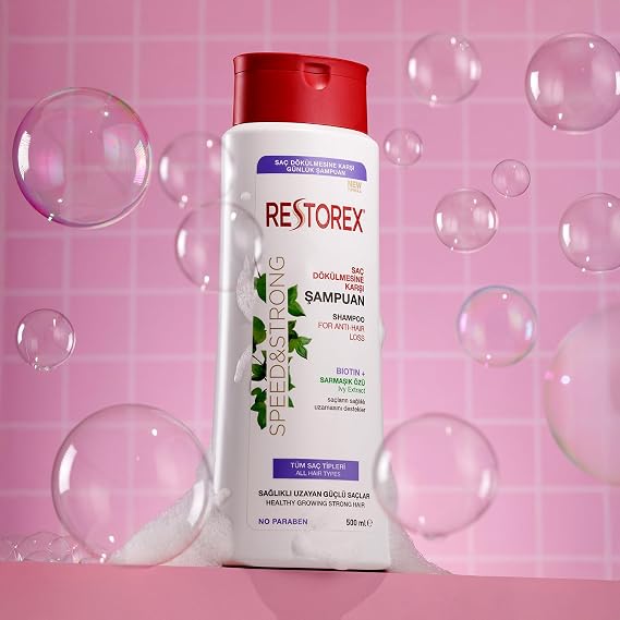 Restorex Speed & Strong Saç Dökülmesine Karşı Şampuan - Sarmaşık Özlü, Sağlıklı Uzama, Dökülme Karşıtı, 500 ml