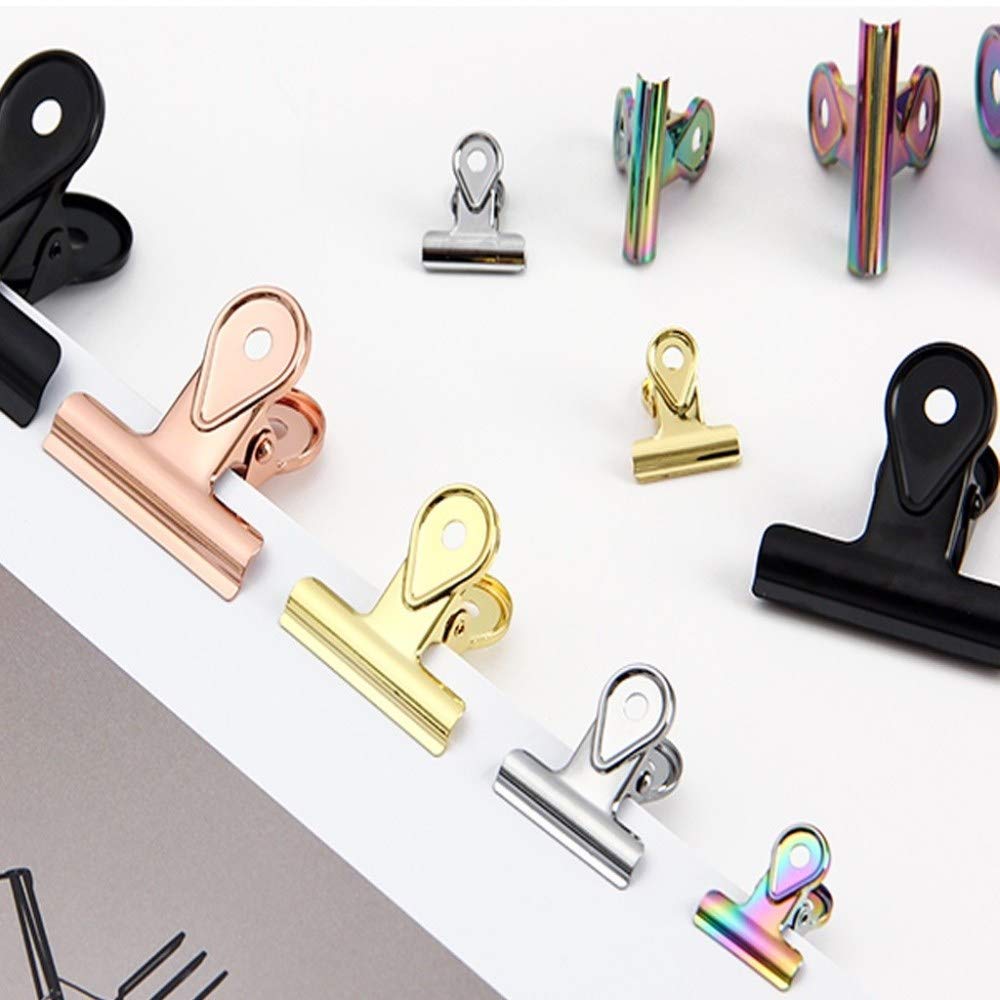 clips de papel, clips for carpetas, clips de metal Bulldog, clips de Bulldog, clips de papel Carpeta de clips con bisagras de metal for fotos Suministros de oficina en el hogar (Tamaño: 20 mm * 18 pie
